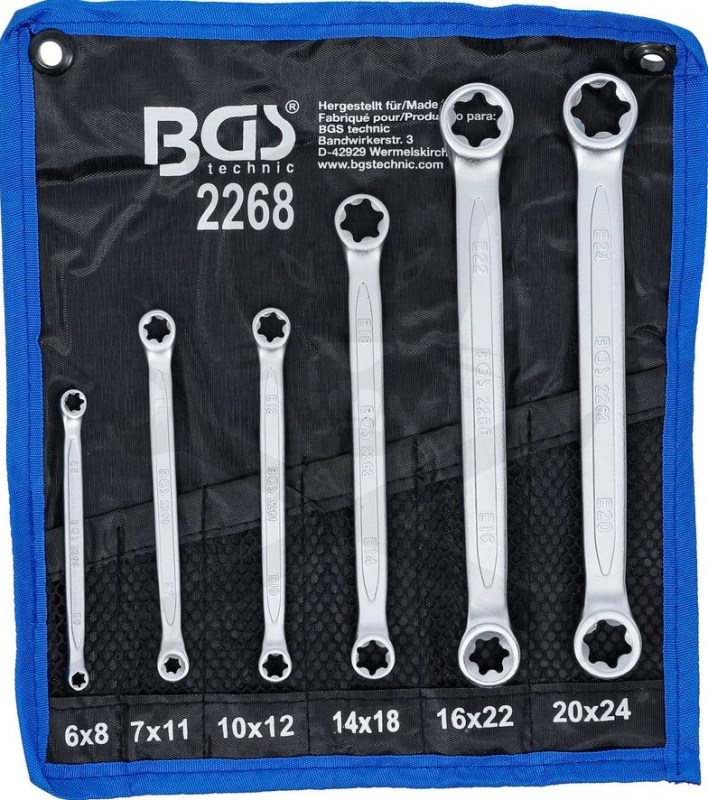 Torx csillagkulcs készlet Egyenes 6 db-os E-torx 12 méret: E6 - E24 -BGS