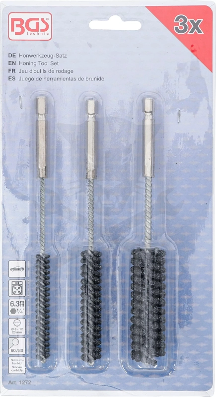 Hónolókefe fúrógépbe  8-12-20 mm, 1/4", 3 db-os - BGS