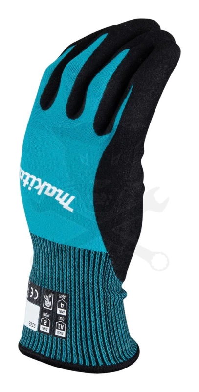Kesztyű - szerelőkesztyű - Kék Nitril mártott - Makita 10/XL