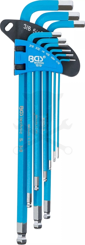 Imbuszkulcs készlet  9 db-os gömbvégű, mágneses 1/16" - 3/8" - BGS