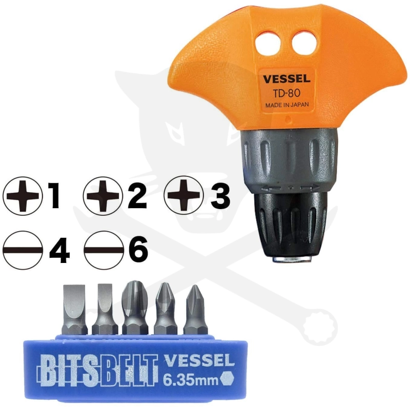 Csavarhúzó készlet marok racsnis 1/4" - Vessel