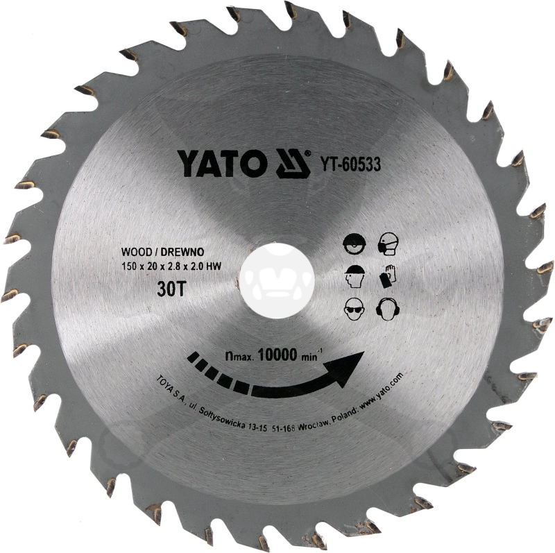 Körfűrészlap, keményfémlapkás fához 150x2.8x20 mm Z30 - Yato
