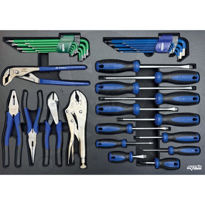 Tálcás SP Tools "M" Fogó + csavarhúzó készlet 35 db-os