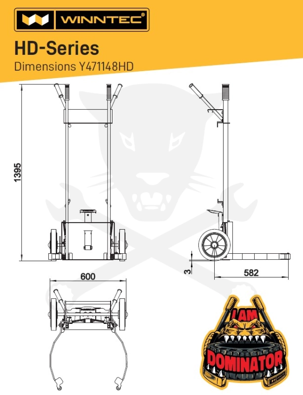 Kerékmozgató kocsi - DOMINATOR - átmérő max. 830 mm - Winntec