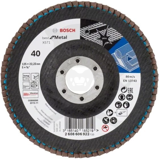 Csiszolótárcsa, fiber - gyorscsatl. D125 mm K40 B:MT