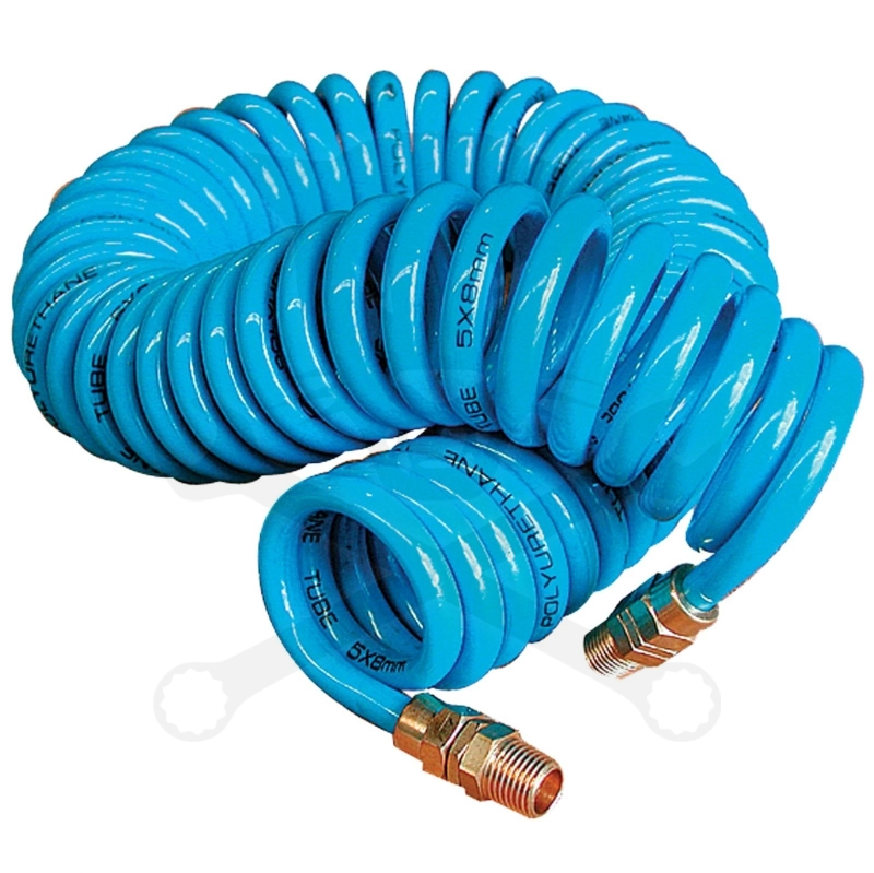 Levegőcső spirál 15 m kék - szerelt  8 mm / 5 mm PU - SP Tools