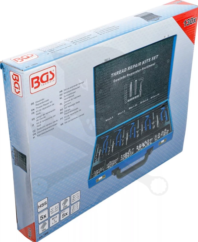Menetjavító készlet 130 db-os: M5-M6-M8-M10-M12