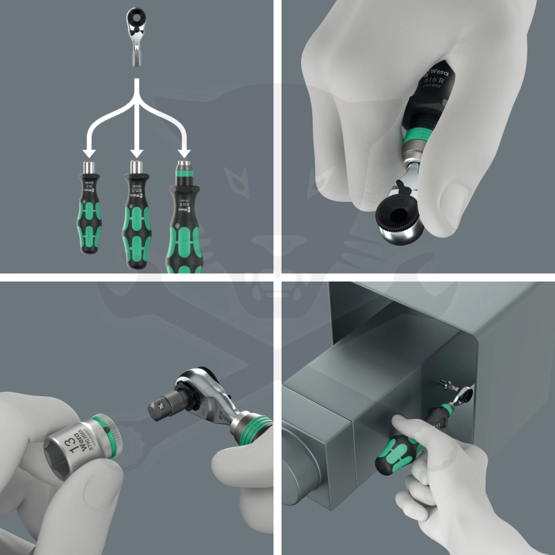 Racsnis fej mini 1/4" / 1/4" 8011 Zyklop Mini 4 Bit - Wera