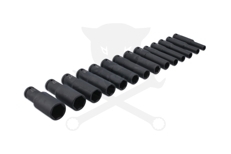 Légkulcsfej készlet 1/2" 14 db 10-32 mm metrikus 120 mm extra hosszú kiv.