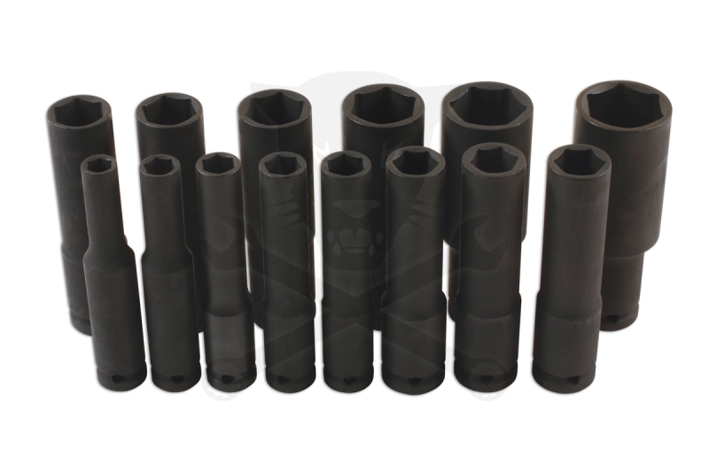 Légkulcsfej készlet 1/2" 14 db 10-32 mm metrikus 120 mm extra hosszú kiv.