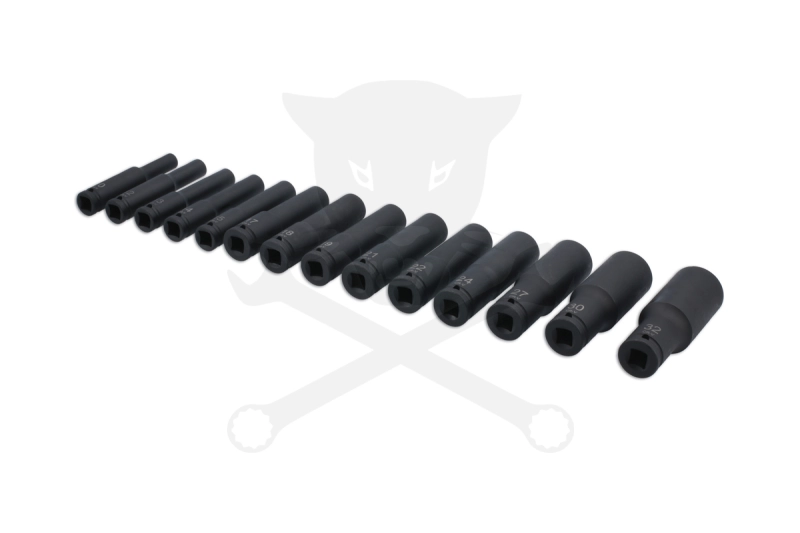 Légkulcsfej készlet 1/2" 14 db 10-32 mm metrikus 120 mm extra hosszú kiv.