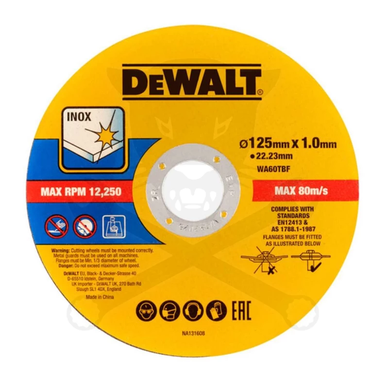 Vágókorong 125 x 1.0 x 22,23 mm INOX 80m/s - Dewalt -