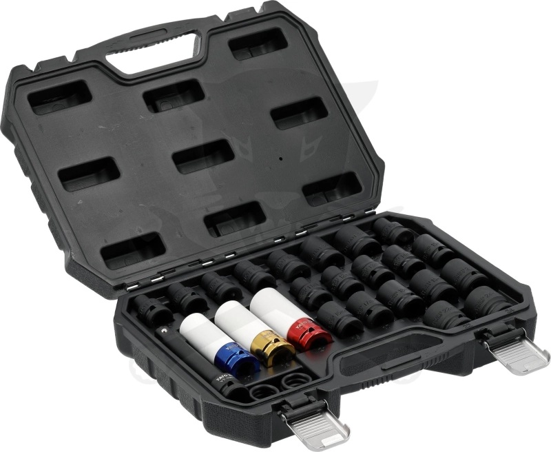 Légkulcsfej készlet 1/2" 24 db  10-24 mm + E10-E24 -