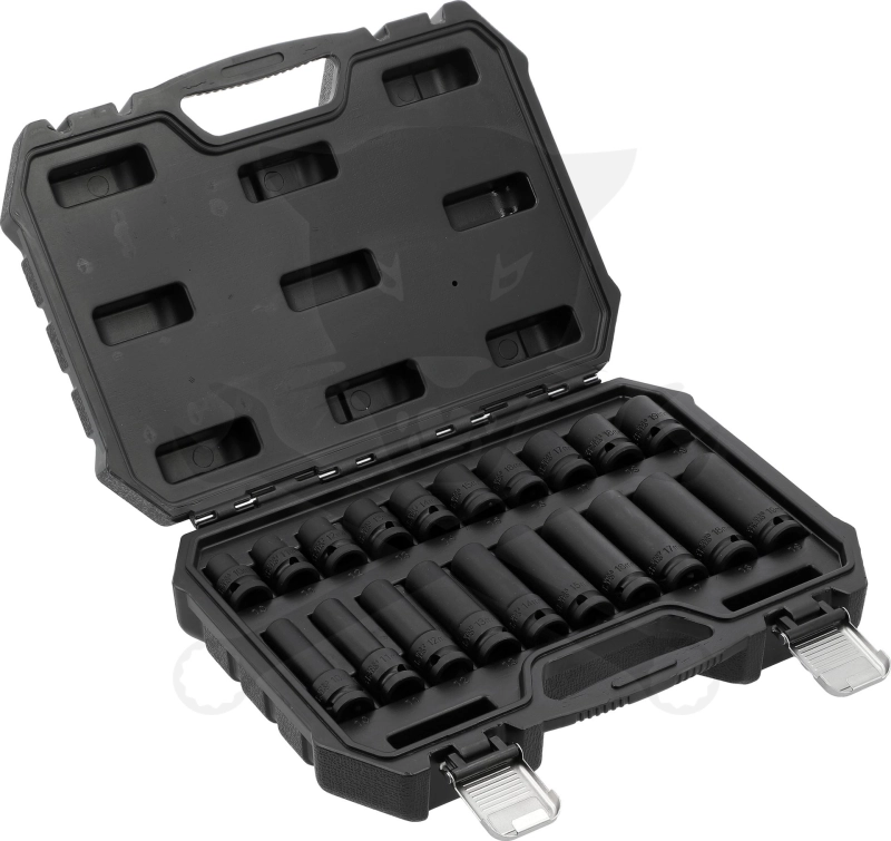 Légkulcsfej készlet 1/2" 20 db 10-19 mm metrikus rövid és hosszú
