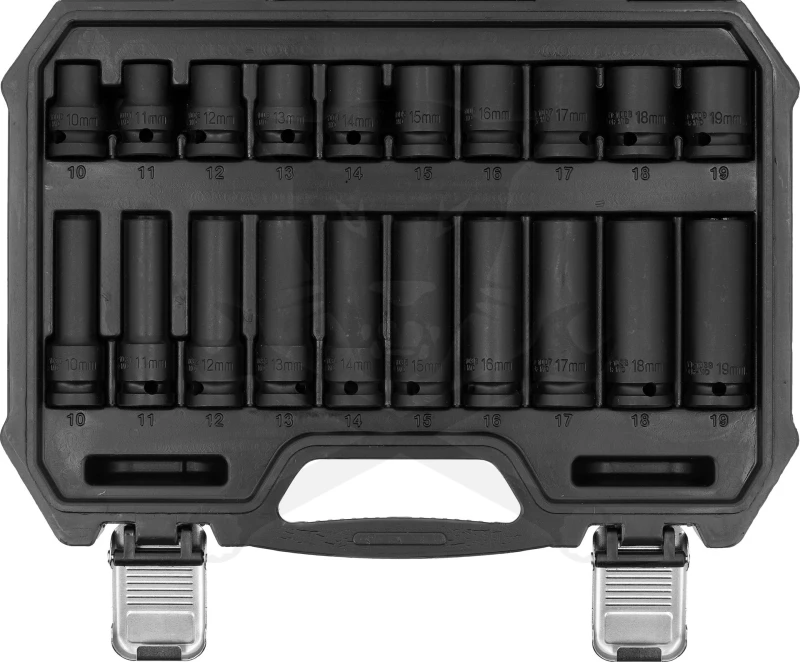Légkulcsfej készlet 1/2" 20 db 10-19 mm metrikus rövid és hosszú