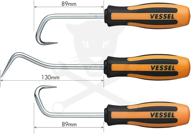 Tömítés kiszedő-kaparó szerelőkampó- 3db-os készlet - VESSEL (970HR3PBE)