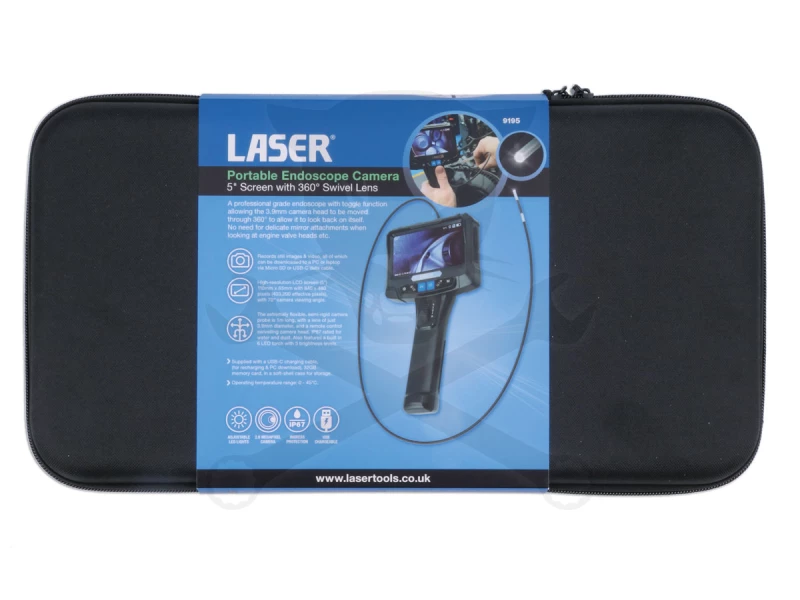Videoszkóp - inspekciós kamera  3.9 mm-es x 1000 mm 5" kijelző, flexi