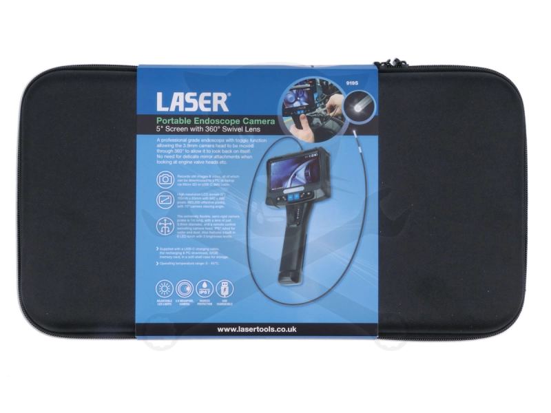 Videoszkóp - inspekciós kamera  3.9 mm-es x 1000 mm 5" kijelző, flexi
