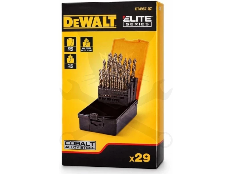 Csigafúró készlet HSS-E Co8 29 db-os 1.0-13.0 mm + előfúrók - DeWalt