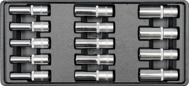 Dugókulcs készlet  14 db-os szerszámos kocsiba tálcás 1/2" - 1/3 - Yato