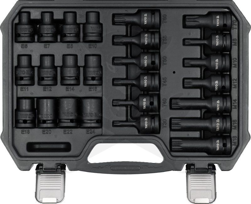 Légkulcsfej készlet 1/2" 25 db-os Torx, E Torx, Spline