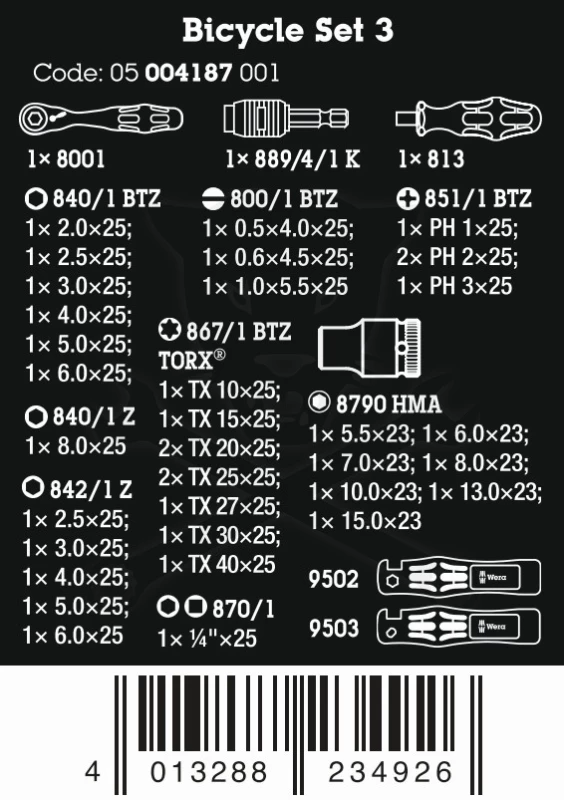 Kerékpárszerelő szerszámkészlet 41 részes Set 3 - Wera