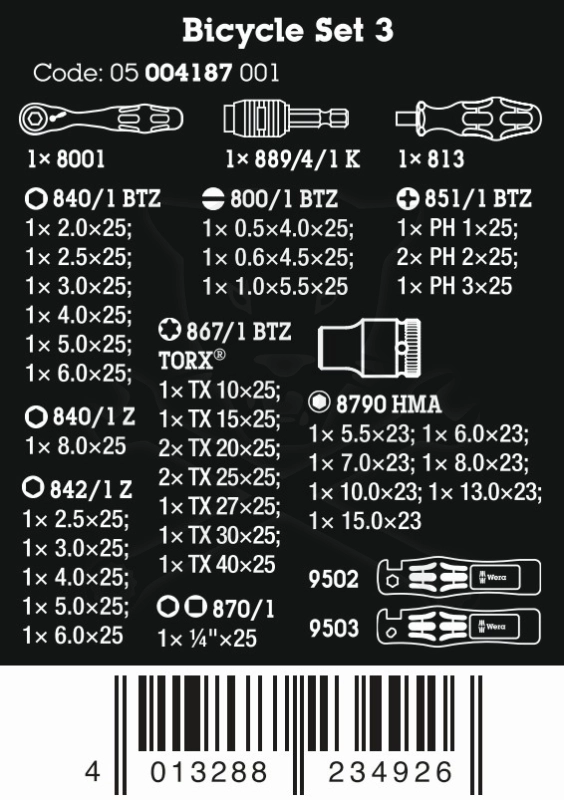 Kerékpárszerelő szerszámkészlet 41 részes Set 3 - Wera