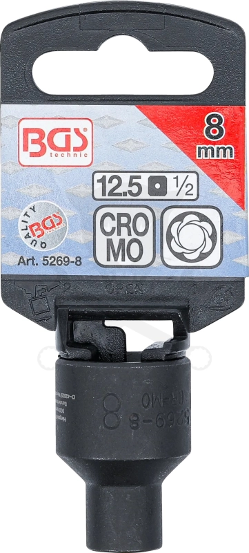 Kerékőr leszedő dugófej 1/2" rövid  8 mm-es - BGS