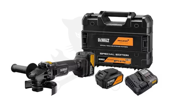 Sarokcsiszoló, akkus 18V 125 mm - akkus + koffer - DeWalt - McLaren (DCG45MP2T)