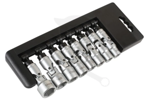 Dugókulcs - crowafej készlet 3/8" 6 lapú CSUKLÓS 8 db-os 10-19 mm -TS20