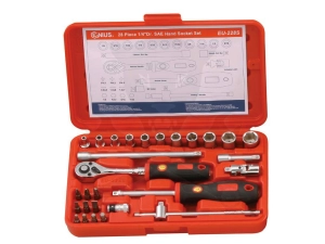 Dugókulcs készlet 1/4" 6 lap COLOS méretezés 28 db-os Genius