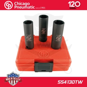 Légkulcsfej készlet 1/2"  3 db 17-21 mm metrikus hosszú 6 l. - Chicago