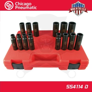 Légkulcsfej készlet 1/2" 14 db 10-27 mm metrikus hosszú 6 l. - Chicago (SS4114D)