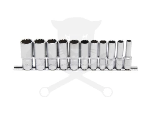 Dugókulcs - crowafej készlet 3/8" 12 sz. 8-19 mm hossz. 11 db-os BGS