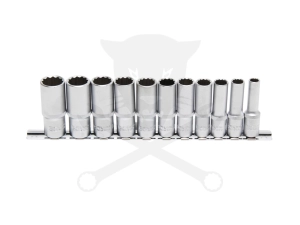 Dugókulcs - crowafej készlet 3/8" 12 sz. 8-19 mm hossz. 11 db-os BGS