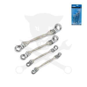 Torx csillagkulcs készlet 4 db-os csuklós - 8 méret: E6 - E24  - AT18