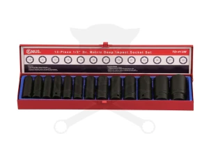 Légkulcsfej készlet 1/2" 13 db 10-30 mm metrikus hosszú Genius