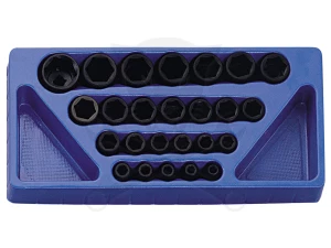 Tálcás Genius dugókulcs, gépi készlet 6 lapú normál 1/2" 25 db-os 1/3