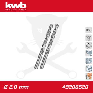 Csigafúró  2,0 mm HSS-G DIN 338 Silver Star, profi 2 db-os - KWB