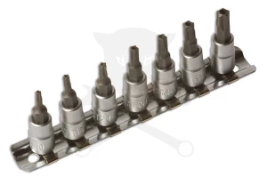 Bit készlet 5 ágú, lyukas-torx TS bit készlet 7 db-os 1/4" - Laser