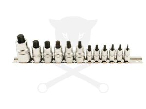 Rátűzőkulcs - crowa+bit készlet 1/4"-3/8"-1/2" 12 db-os RÖVID Torx:T8-T60
