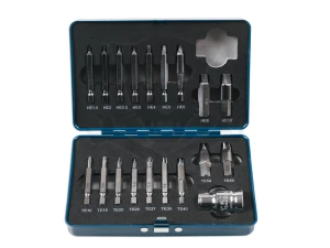 Csavarkiszedő - sérültfejű csavarokhoz Torx - HEX 19 db-os készlet -