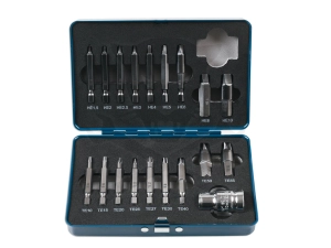 Csavarkiszedő - sérültfejű csavarokhoz Torx - HEX 19 db-os készlet -