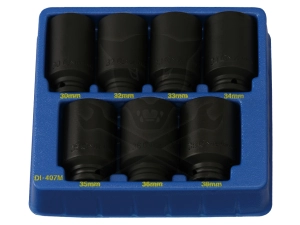 Tálcás Genius dugókulcs, gépi készlet 6 lapú hosszú 1/2" 7 db-os 30-38mm (DI-407M )