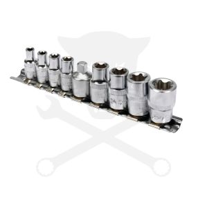 Dugókulcs - crowafej készlet 1/4" belső E-torx 9 db-os - Genius