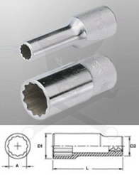 Dugókulcs - crowafej 1/2" 12 szög hosszú 32 mm Genius