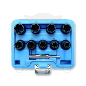 Csavarkiszedő készlet - sérült fejű csavarokhoz  9+1 db-os 10-19 mm 1/2"