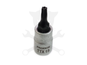 Rátűzőkulcs - crowa+bit 1/4" torx, furatos T15 Proxxon