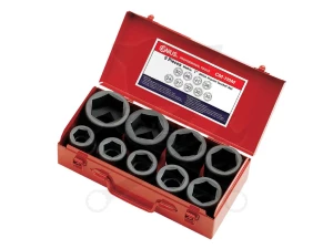 Légkulcsfej készlet 1" 9 db-os 24-50 mm 6 lap rövid - Genius