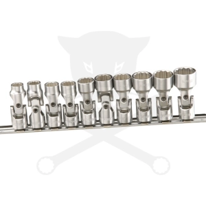 Dugókulcs - crowafej készlet 3/8" 12 sz. csuklós 10-19 mm Genius
